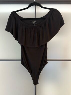 Lucky Brand Ribbed Off-Shoulder Bodysuit in Black